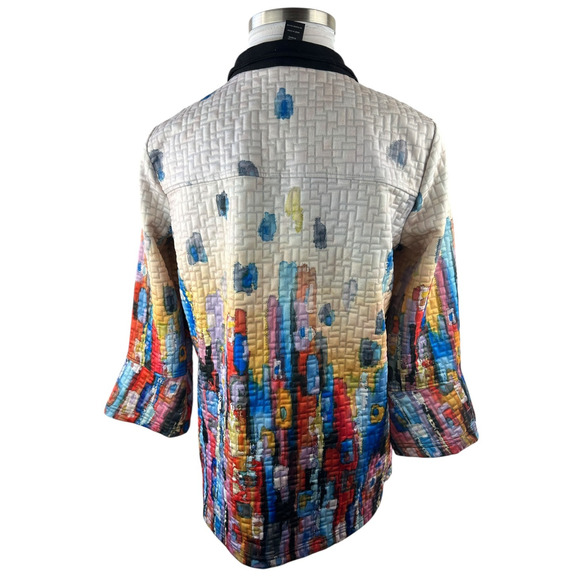 Ali Miles Textured Colorful Modernist Art to Wear Button Front Jacket Size Large - Picture 9 of 12